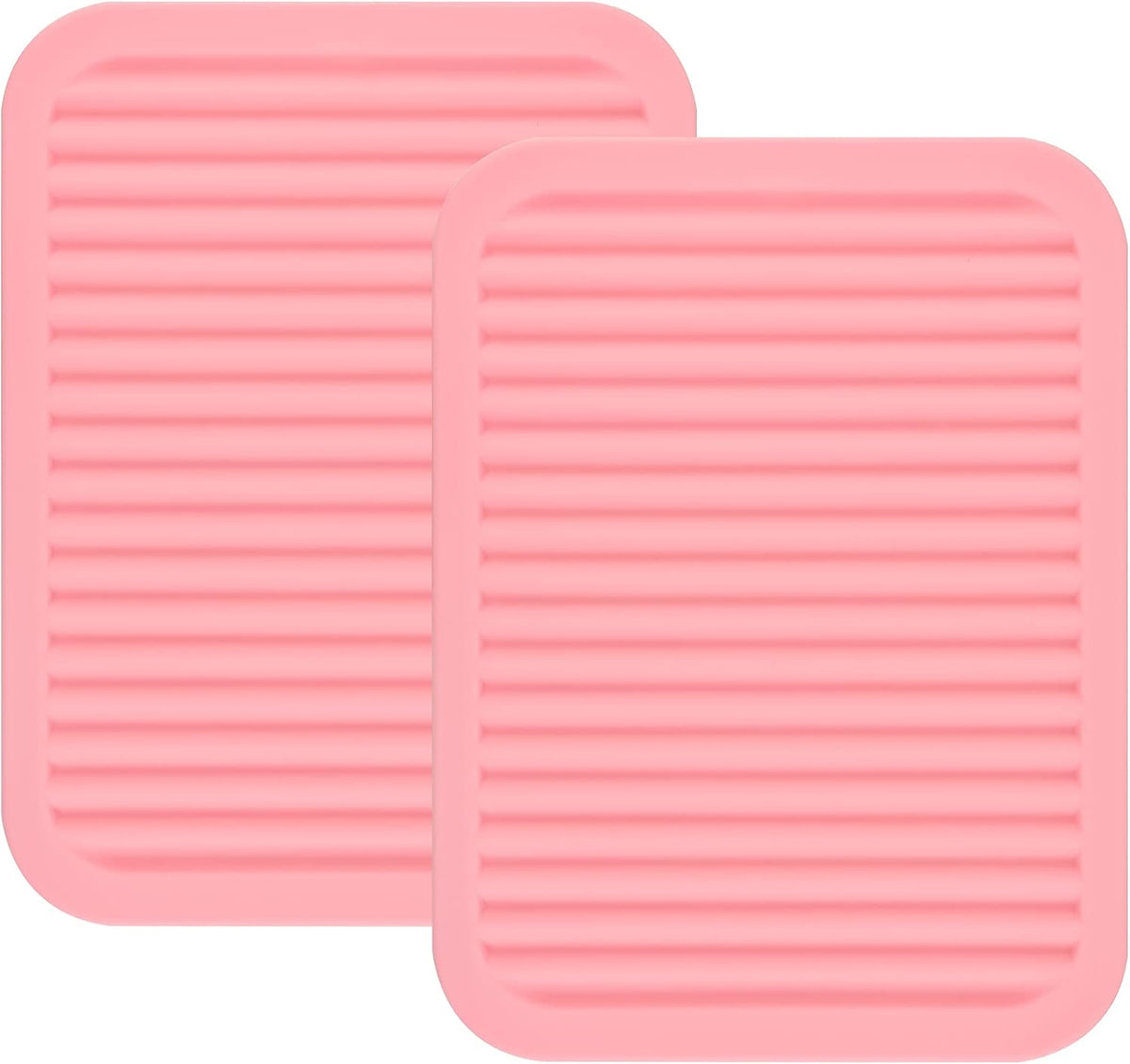 Pink Silicone Trivets Mats for Hot Dishes and Hot Pots, Hot Pads for Countertops, Tables, Pot Holders, Spoon Rest Small Drying Mats Set of 2