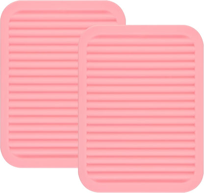 Pink Silicone Trivets Mats for Hot Dishes and Hot Pots, Hot Pads for Countertops, Tables, Pot Holders, Spoon Rest Small Drying Mats Set of 2
