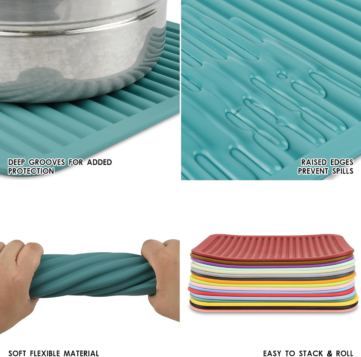 Pink Silicone Trivets Mats for Hot Dishes and Hot Pots, Hot Pads for Countertops, Tables, Pot Holders, Spoon Rest Small Drying Mats Set of 2