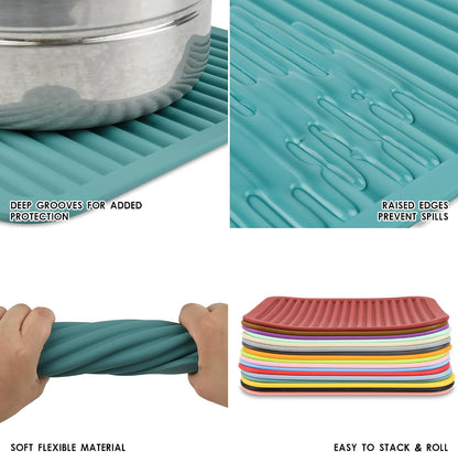 Pink Silicone Trivets Mats for Hot Dishes and Hot Pots, Hot Pads for Countertops, Tables, Pot Holders, Spoon Rest Small Drying Mats Set of 2