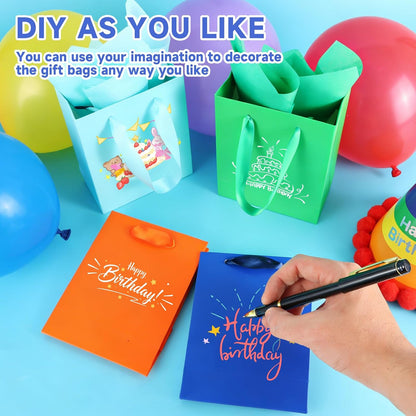 12 Pack Small Pink Gift Bags with Handles & 24 Tissue Paper
