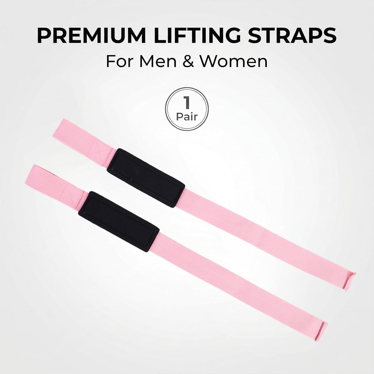 Lifting Straps for Weightlifting, 23.5" Polyester Cotton Gym Grips with Sponge Padded Wrist Support, Heavy Duty Straps for Deadlifts Powerlifting, Non-Slip Silicone Dots, Pair of 2