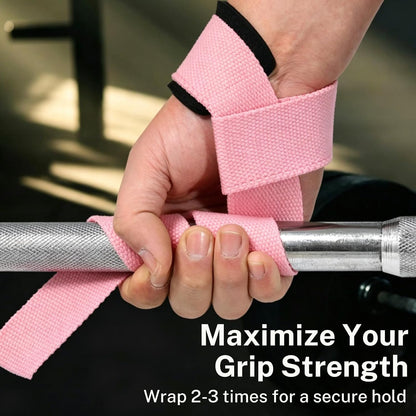 Lifting Straps for Weightlifting, 23.5" Polyester Cotton Gym Grips with Sponge Padded Wrist Support, Heavy Duty Straps for Deadlifts Powerlifting, Non-Slip Silicone Dots, Pair of 2