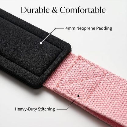Lifting Straps for Weightlifting, 23.5" Polyester Cotton Gym Grips with Sponge Padded Wrist Support, Heavy Duty Straps for Deadlifts Powerlifting, Non-Slip Silicone Dots, Pair of 2