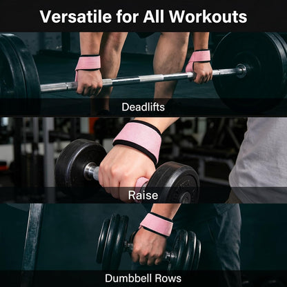 Lifting Straps for Weightlifting, 23.5" Polyester Cotton Gym Grips with Sponge Padded Wrist Support, Heavy Duty Straps for Deadlifts Powerlifting, Non-Slip Silicone Dots, Pair of 2