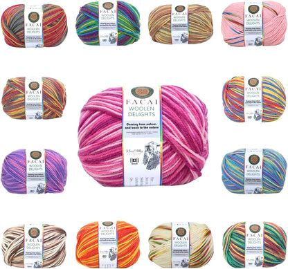 Facai Blend Merino Wool Yarn for Knitting - Worsted Weight,197yds (3.5oz) Ball, Ideal for Sweaters, Scarves, and Accessories (3, Peach Flower)