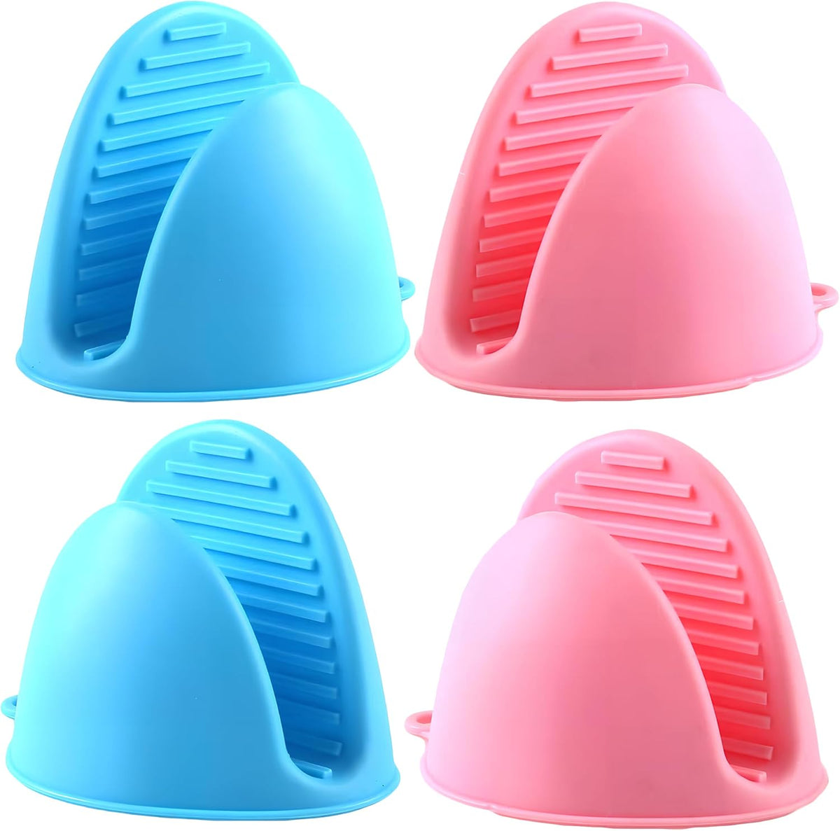 2 Pairs (Blue & Pink), Mini Silicone Oven Gloves, Mini Finger Protector Pot Holder for Kitchen,Cooking,Baking,BBQHeat Resistant Gloves，can be Washed in the Dishwasher