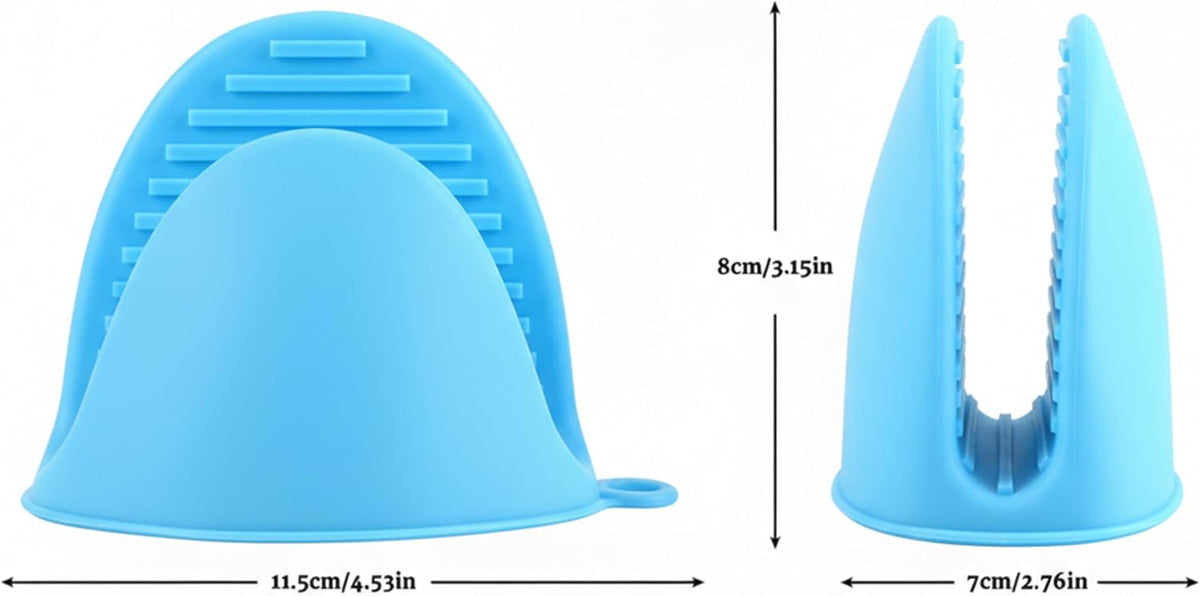 2 Pairs (Blue & Pink), Mini Silicone Oven Gloves, Mini Finger Protector Pot Holder for Kitchen,Cooking,Baking,BBQHeat Resistant Gloves，can be Washed in the Dishwasher