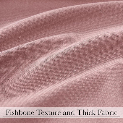 Linen Fabric Shower Curtains-Semi Sheer Button Hole Lightweight Waterproof Privacy Light Filtering Shower Curtains for Nursery Bathroom with 12 Hooks, 72 x 72 inches Long, Dusty Pink, 1 Panel