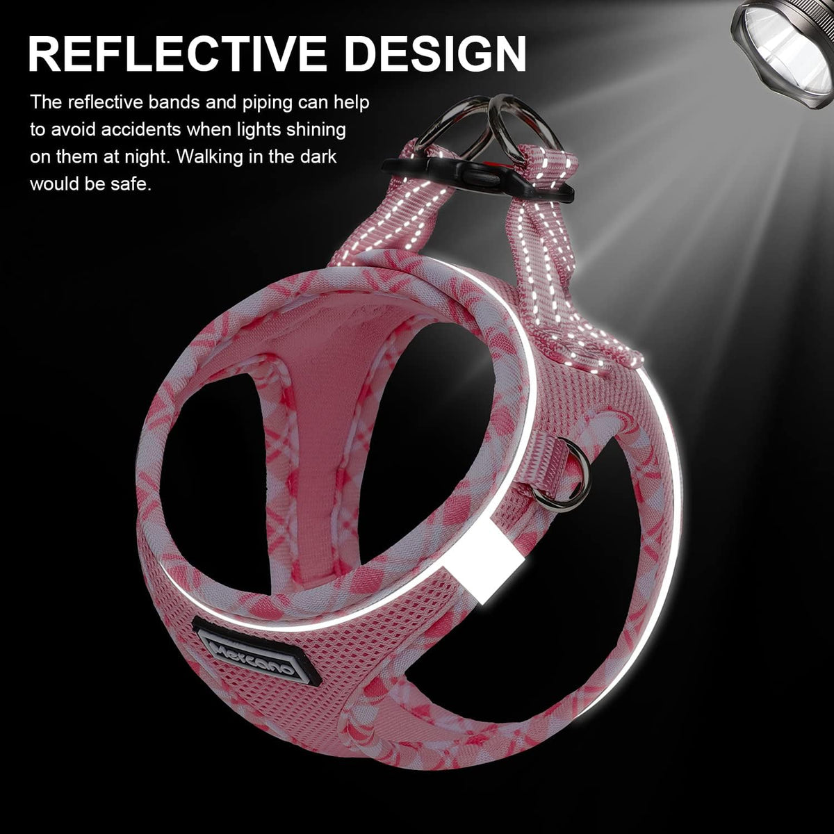 Soft Mesh Dog Harness and Leash Set, Step-in Reflective Breathable Lightweight Vest Harnesses with Safety Buckle for Small Dogs, Cats (Pink, S)