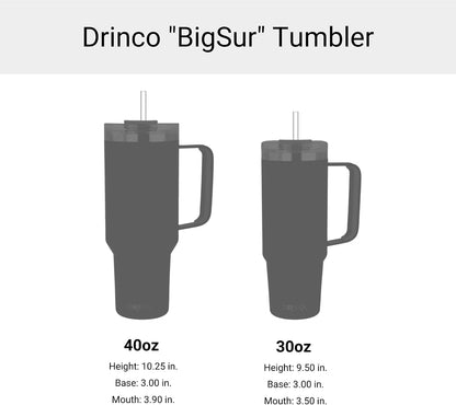 40oz 30 oz Tumbler with Handle, Straw Lid, Insulated Stainless Steel Travel Mug Water Bottle Ice Coffee Cup For Cold and Hot, BigSur (30oz Peach)