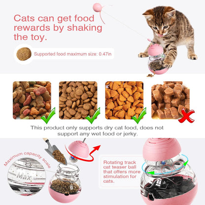 Cat Toy for Indoor Cats, Cat Toy Interactive - Wobble Tracking Balls Treat Dispenser Kitten Toys, Cat Stimulation Toys, Slow Food Dispenser Feeder (Pink)
