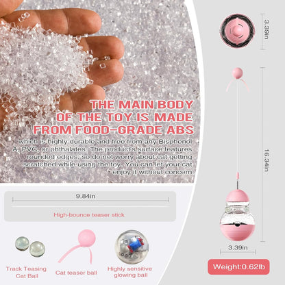 Cat Toy for Indoor Cats, Cat Toy Interactive - Wobble Tracking Balls Treat Dispenser Kitten Toys, Cat Stimulation Toys, Slow Food Dispenser Feeder (Pink)