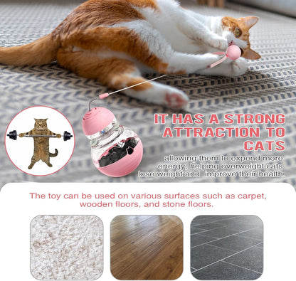 Cat Toy for Indoor Cats, Cat Toy Interactive - Wobble Tracking Balls Treat Dispenser Kitten Toys, Cat Stimulation Toys, Slow Food Dispenser Feeder (Pink)
