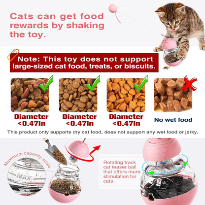Cat Toy for Indoor Cats, Cat Toy Interactive - Wobble Tracking Balls Treat Dispenser Kitten Toys, Cat Stimulation Toys, Slow Food Dispenser Feeder (Pink)