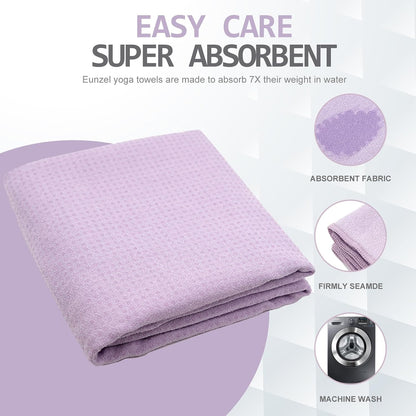 2 Pack Hot Yoga Towel with Grip Dot, Non Slip Yoga Mat Towe Sweat Absorbent Towel for Hot Yoga,Bikram, Pilates and Fitness 72" x 24", Taro Purple/Pink