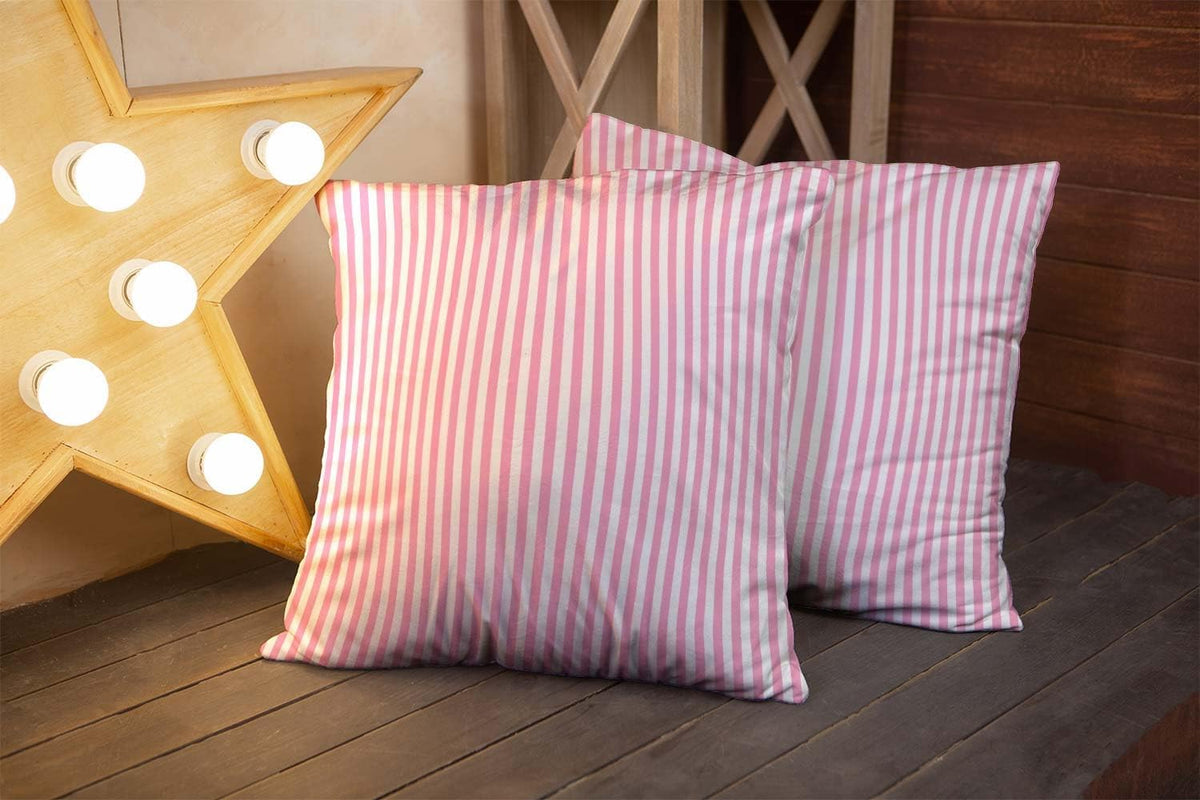 Set of 2 Stripe Pink White Pillow Covers Geometric Stripes Throw Pillow Covers 18x18 Inch Decorative Pillow Cases for Couch Bedroom Living Room