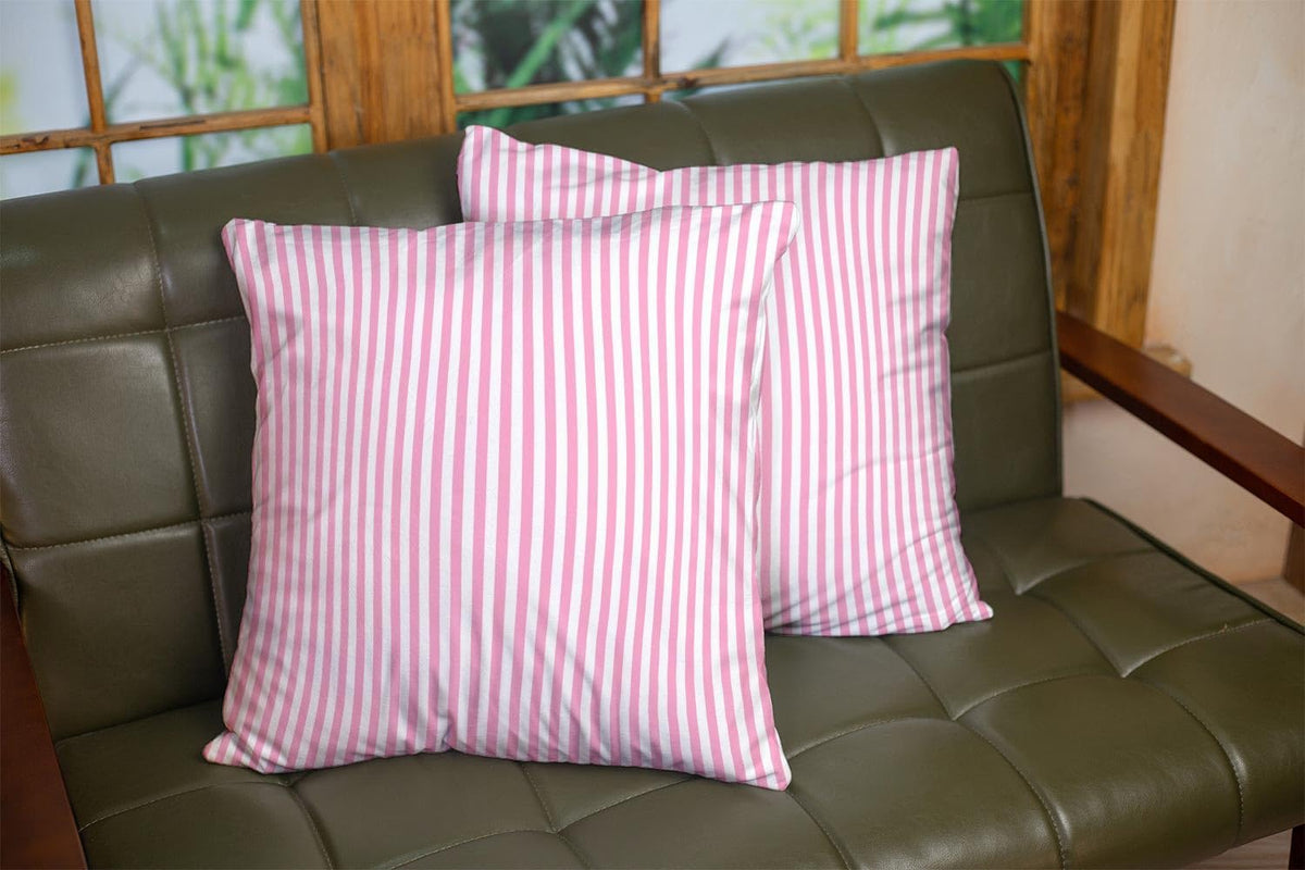 Set of 2 Stripe Pink White Pillow Covers Geometric Stripes Throw Pillow Covers 18x18 Inch Decorative Pillow Cases for Couch Bedroom Living Room