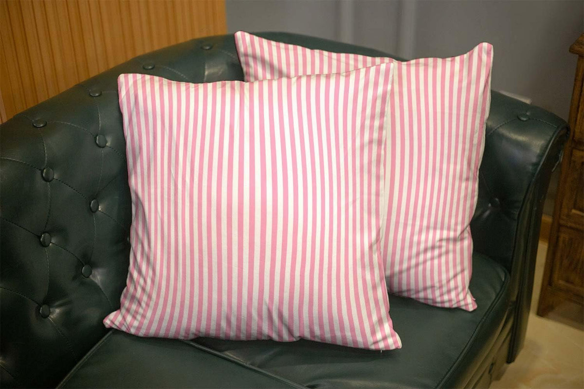 Set of 2 Stripe Pink White Pillow Covers Geometric Stripes Throw Pillow Covers 18x18 Inch Decorative Pillow Cases for Couch Bedroom Living Room