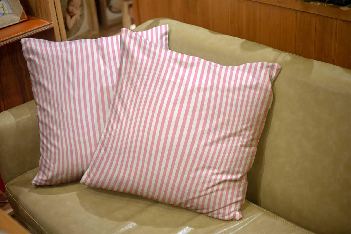 Set of 2 Stripe Pink White Pillow Covers Geometric Stripes Throw Pillow Covers 18x18 Inch Decorative Pillow Cases for Couch Bedroom Living Room