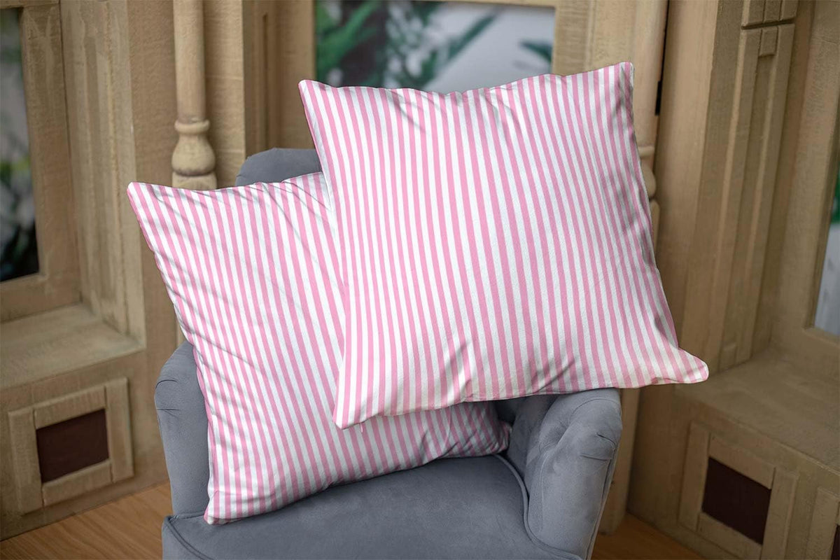 Set of 2 Stripe Pink White Pillow Covers Geometric Stripes Throw Pillow Covers 18x18 Inch Decorative Pillow Cases for Couch Bedroom Living Room