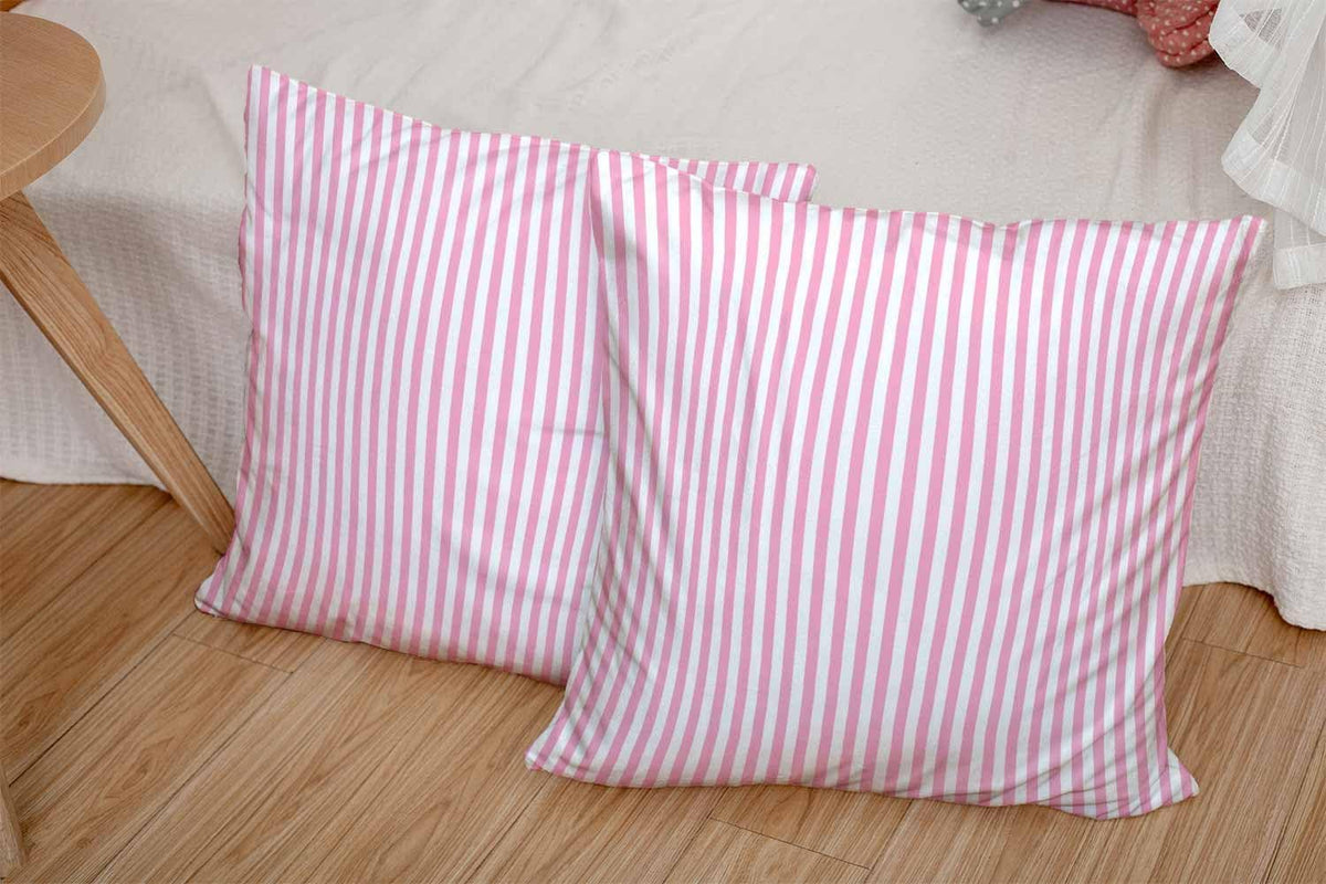 Set of 2 Stripe Pink White Pillow Covers Geometric Stripes Throw Pillow Covers 18x18 Inch Decorative Pillow Cases for Couch Bedroom Living Room
