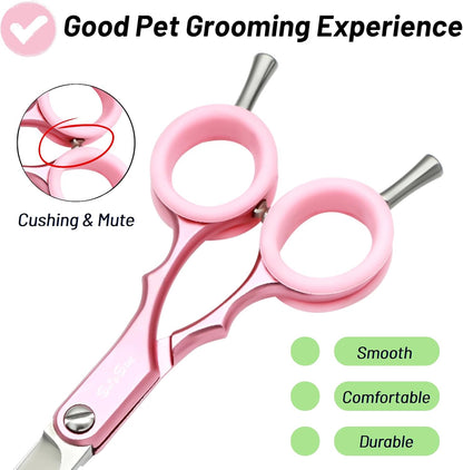 6.75in Curved Dog Grooming Scissors, Lightweight VG10 Steel Pink