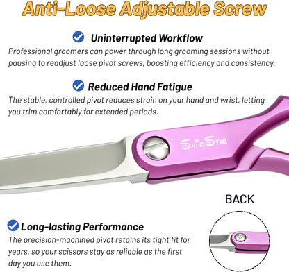 6.75in Curved Dog Grooming Scissors, Lightweight VG10 Steel Pink