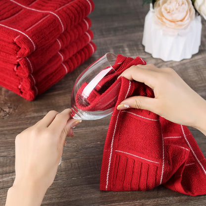 Kitchen Towels and Dishcloths Set, Four Kitchen Dish Towels 16x26 Inches, Four Absorbent Dish Cloths for Washing Dishes 12x12 Inches, Cleaning and Drying for Everyday Use Pack of 8 (Pink)