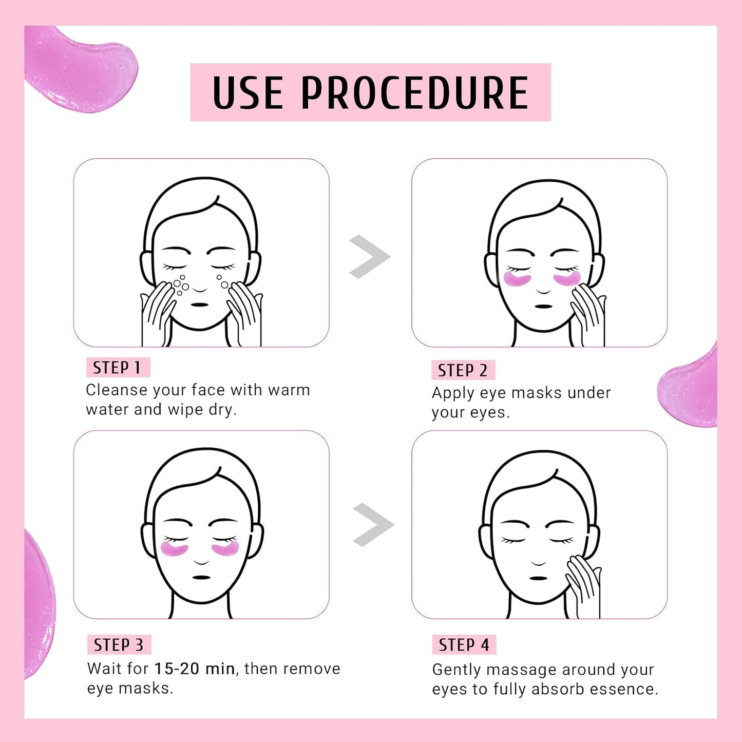 Under Eye Patchs Rose Eye Mask for Dark Circles and Puffiness Wrinkle Eye Bags 30 Pairs