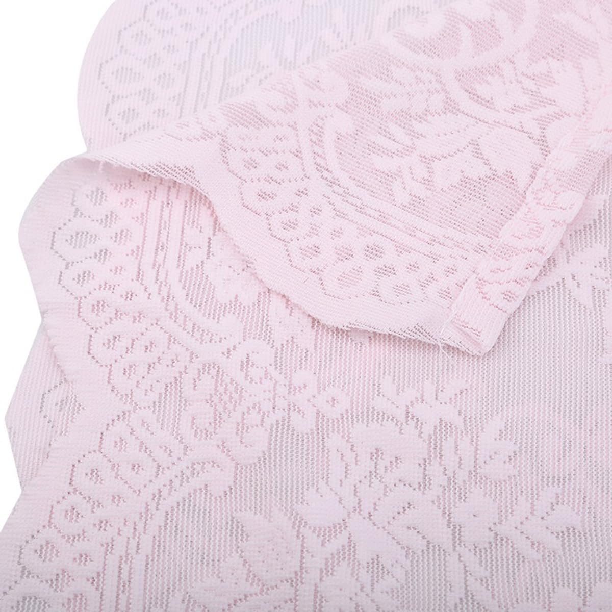 Semi Sheer Window Valance 1 Panel, 51 X 16 Inch Window Treatment Curtain Linen Flowers Rod Pocket for Kitchen Bathroom Bedroom Home Decoration, Pink
