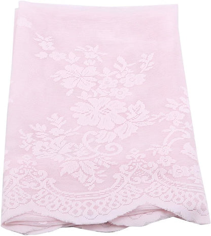 Semi Sheer Window Valance 1 Panel, 51 X 16 Inch Window Treatment Curtain Linen Flowers Rod Pocket for Kitchen Bathroom Bedroom Home Decoration, Pink