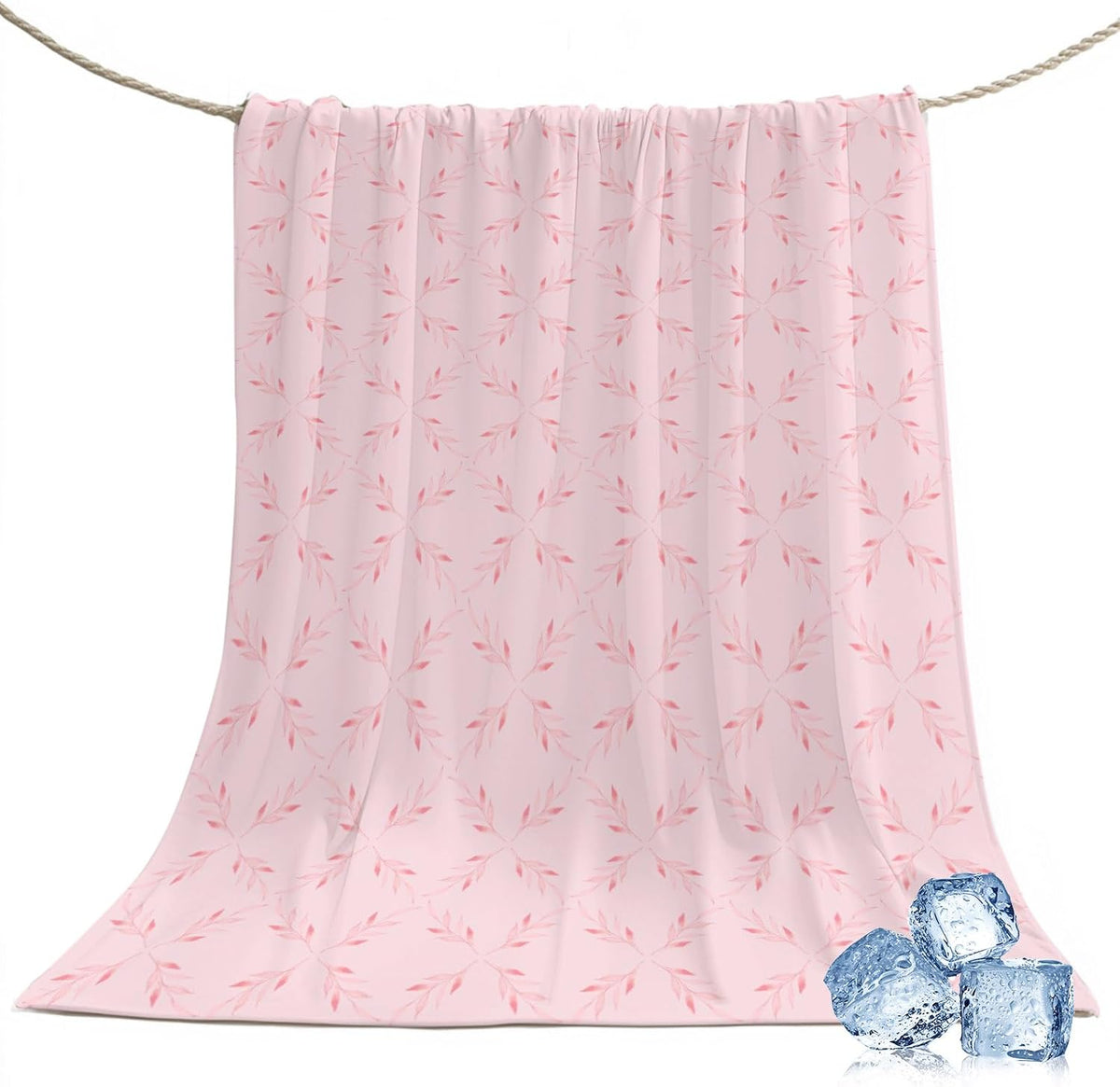 40"x60" Lap Cooling Blanket Pink Plaid Ice Silk Lightweight Breathable Soft Summer Blanket for Hot Sleepers Couch Bed Sofa Camping Diamond Texture