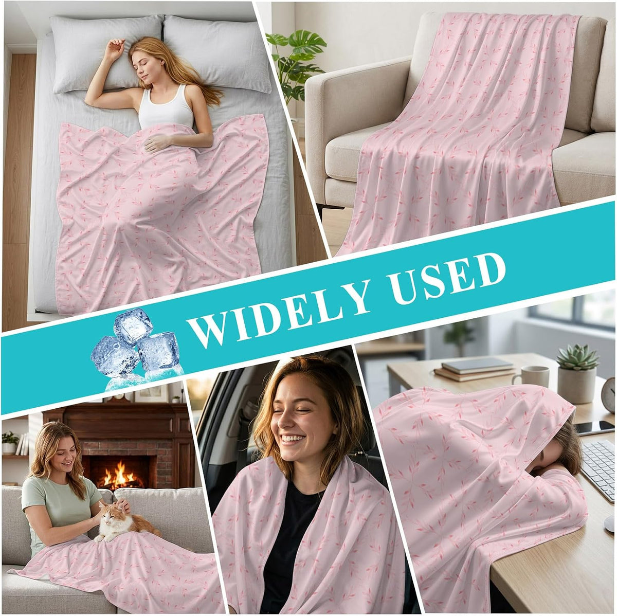 40"x60" Lap Cooling Blanket Pink Plaid Ice Silk Lightweight Breathable Soft Summer Blanket for Hot Sleepers Couch Bed Sofa Camping Diamond Texture