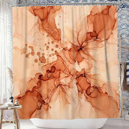 Flower Shower Curtain, Modern Artistic Abstract Splash Fall Peach Washable with Hooks Toile Cloth Shower Curtains for Bathroom Bathtub Apartment Decor 72x72 Inch