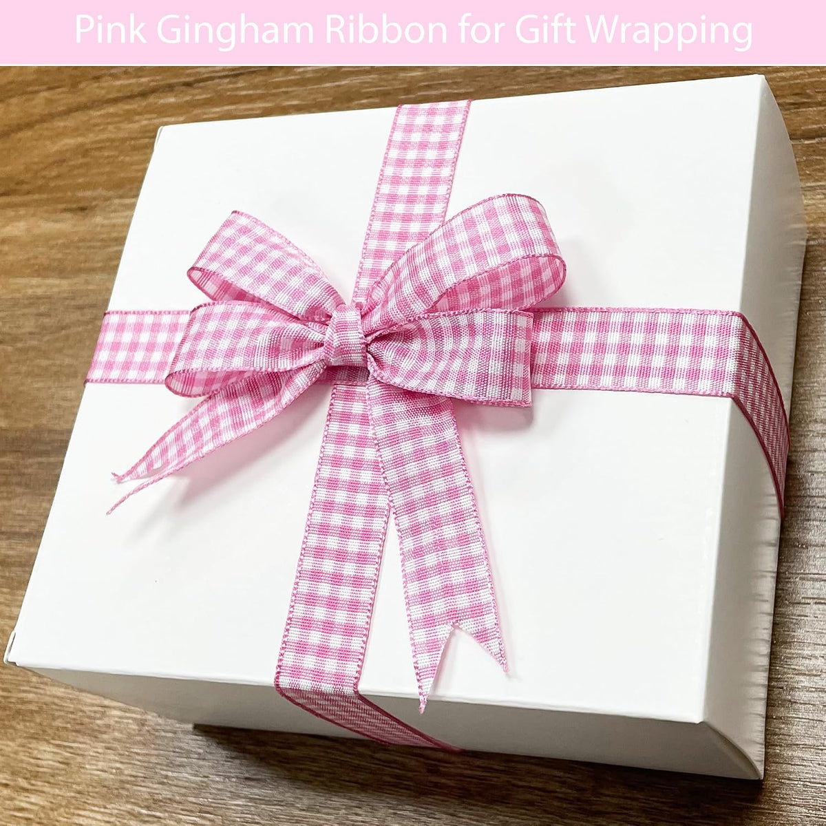 Pink Buffalo Gingham Ribbon - 5/8" x 25 Yards, for Crafts, Picnic Decoration, Christmas Gift Wrapping, Baby Shower, Hair Accessories
