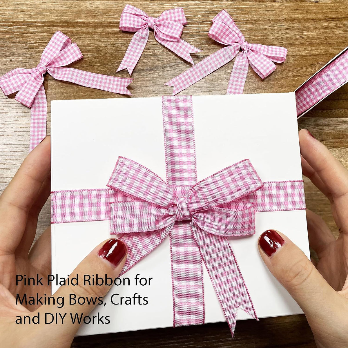Pink Buffalo Gingham Ribbon - 5/8" x 25 Yards, for Crafts, Picnic Decoration, Christmas Gift Wrapping, Baby Shower, Hair Accessories