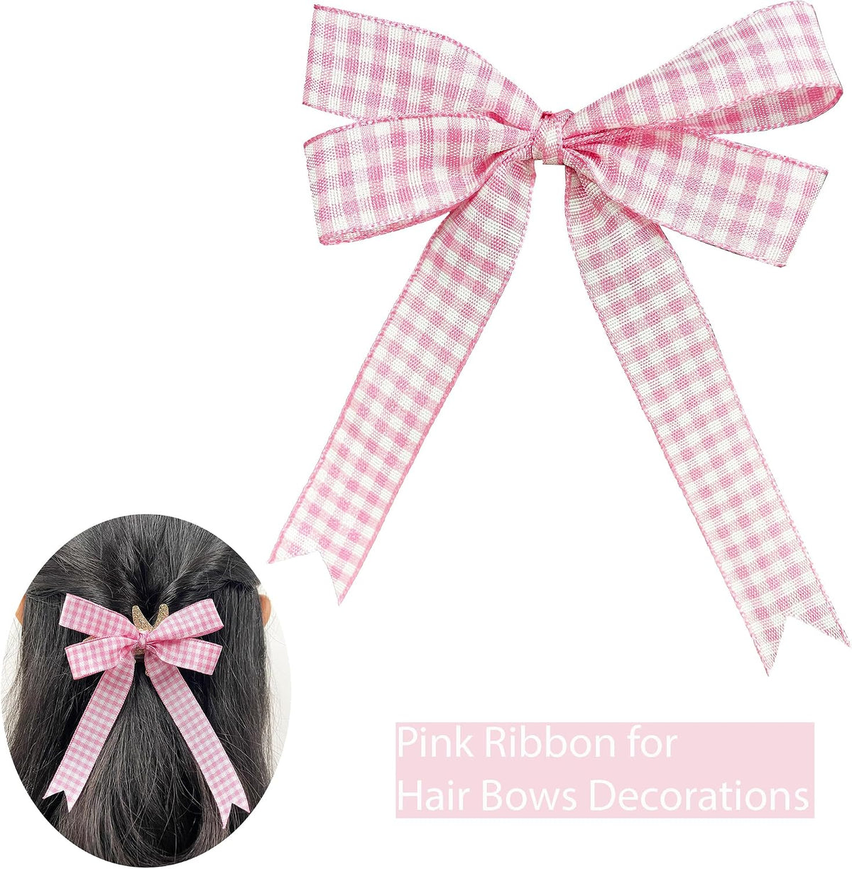 Pink Buffalo Gingham Ribbon - 5/8" x 25 Yards, for Crafts, Picnic Decoration, Christmas Gift Wrapping, Baby Shower, Hair Accessories