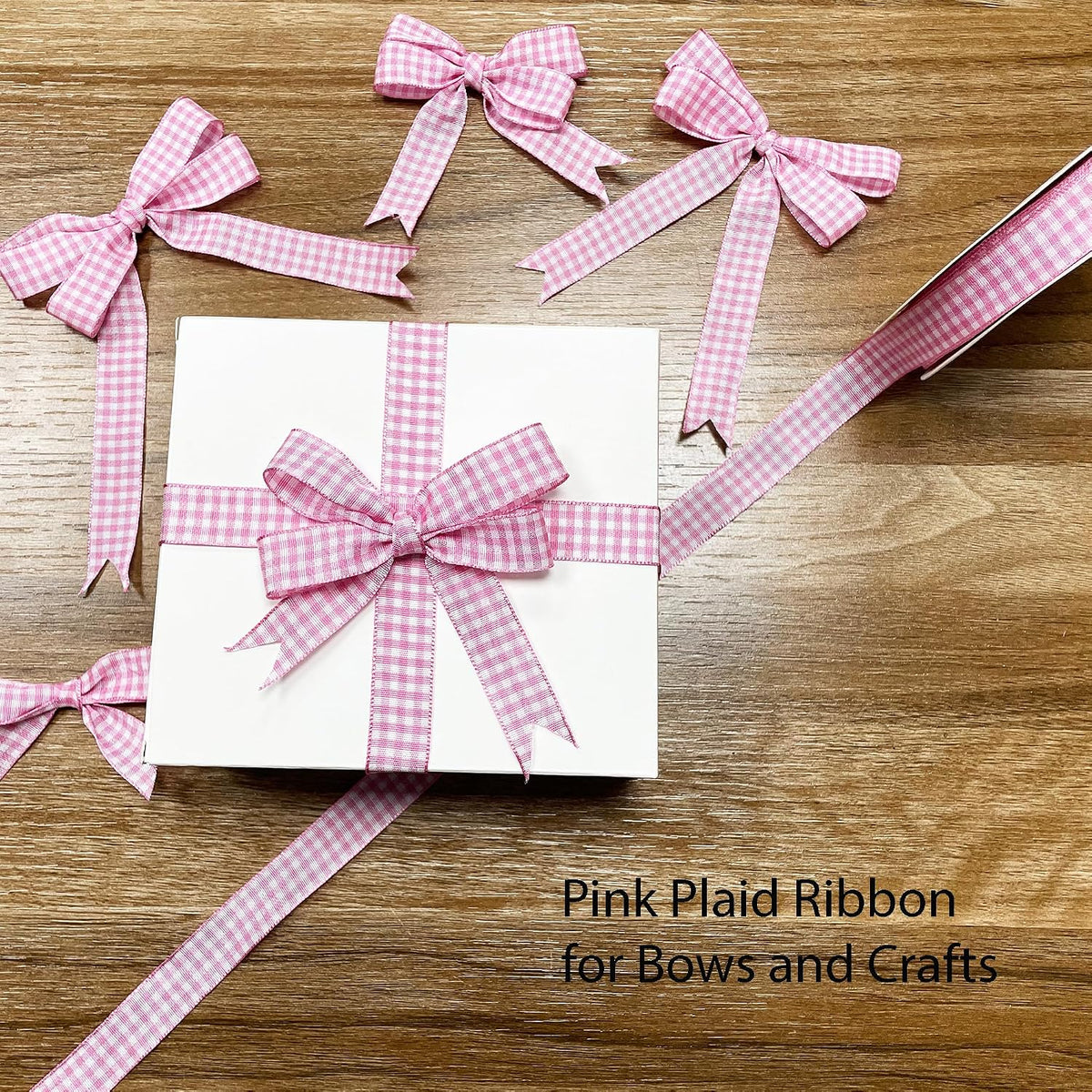 Pink Buffalo Gingham Ribbon - 5/8" x 25 Yards, for Crafts, Picnic Decoration, Christmas Gift Wrapping, Baby Shower, Hair Accessories