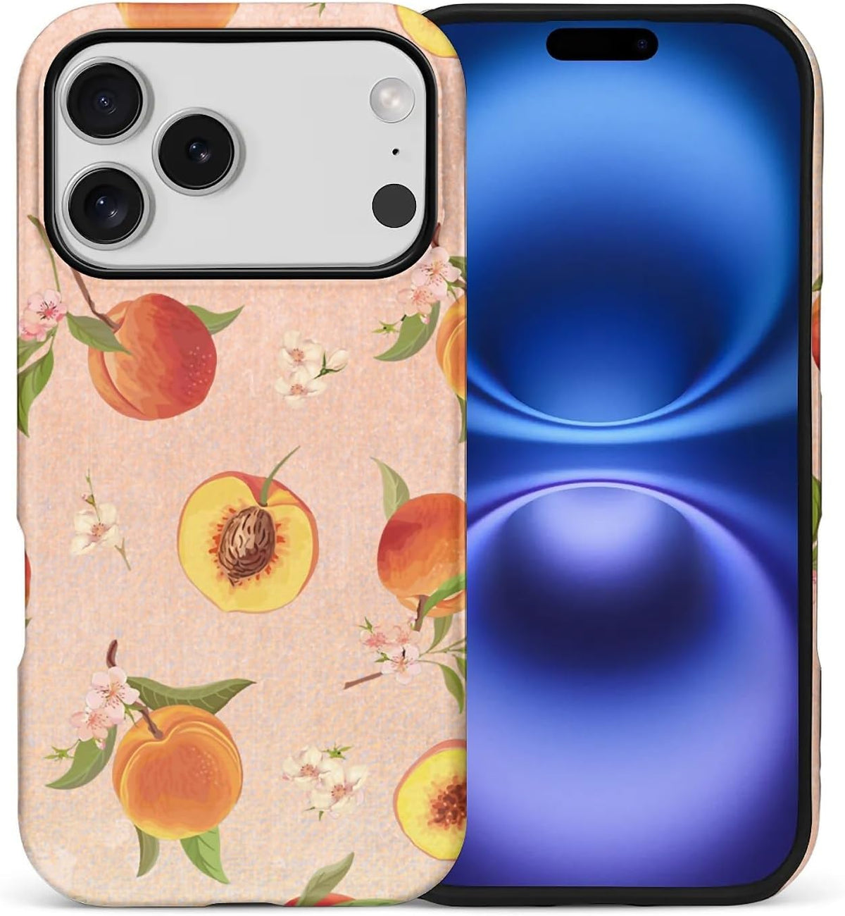 Case for iPhone 17 Pro,2-Layer Protection, Shockproof and Scratch-Resistant for Women Girls，Retro Peaches