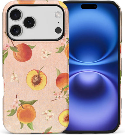 Case for iPhone 17 Pro,2-Layer Protection, Shockproof and Scratch-Resistant for Women Girls，Retro Peaches