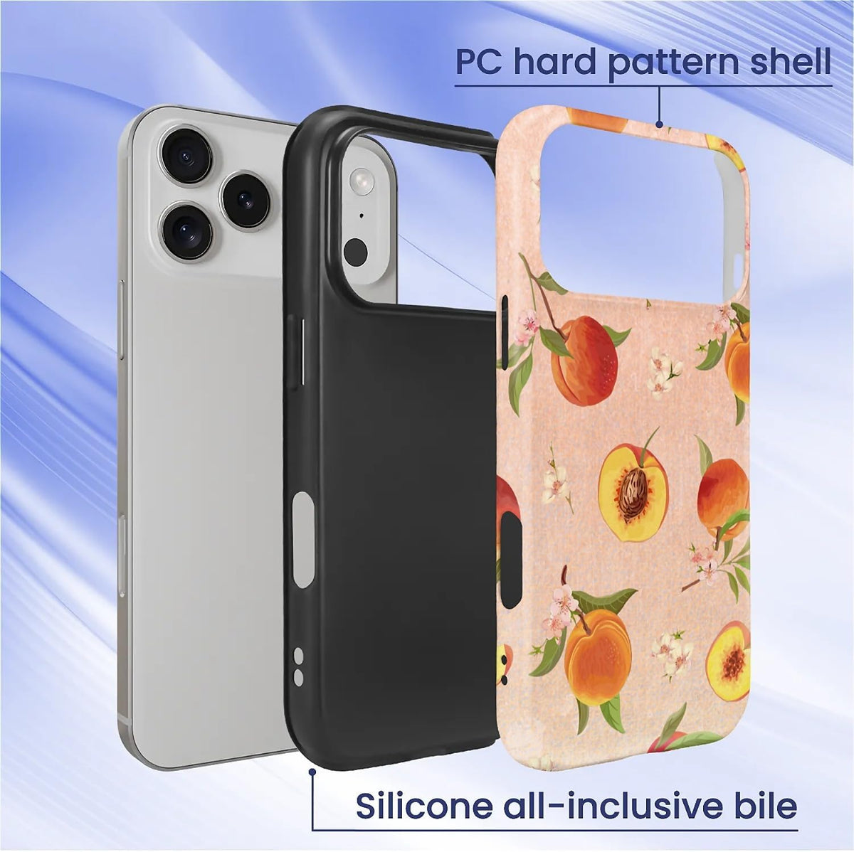 Case for iPhone 17 Pro,2-Layer Protection, Shockproof and Scratch-Resistant for Women Girls，Retro Peaches