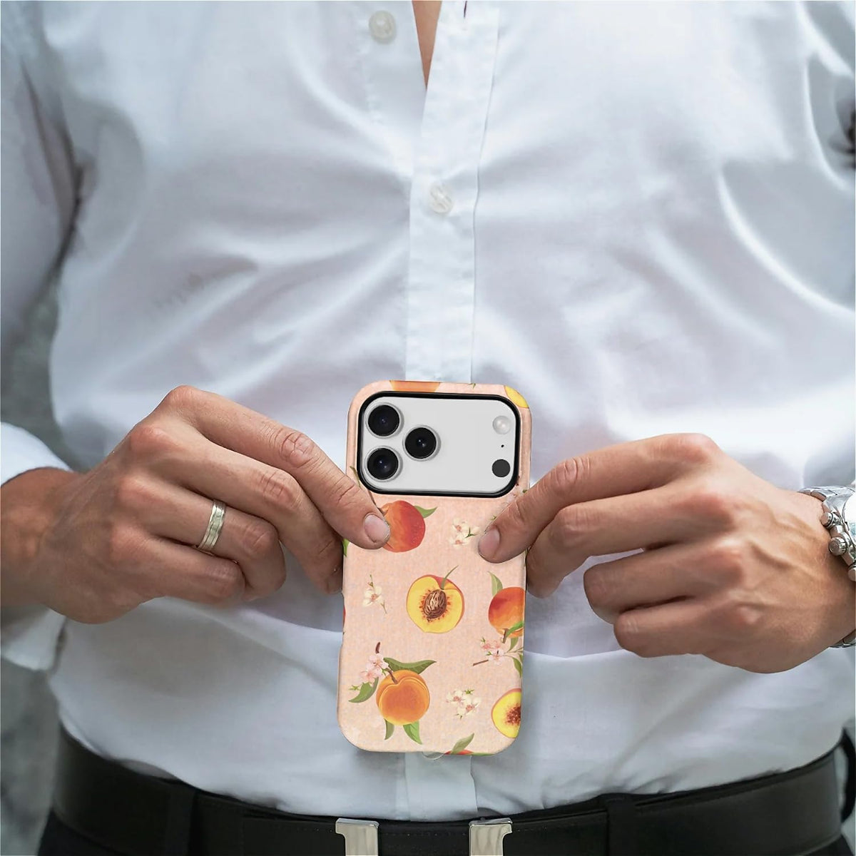 Case for iPhone 17 Pro,2-Layer Protection, Shockproof and Scratch-Resistant for Women Girls，Retro Peaches