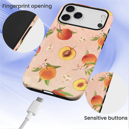Case for iPhone 17 Pro,2-Layer Protection, Shockproof and Scratch-Resistant for Women Girls，Retro Peaches
