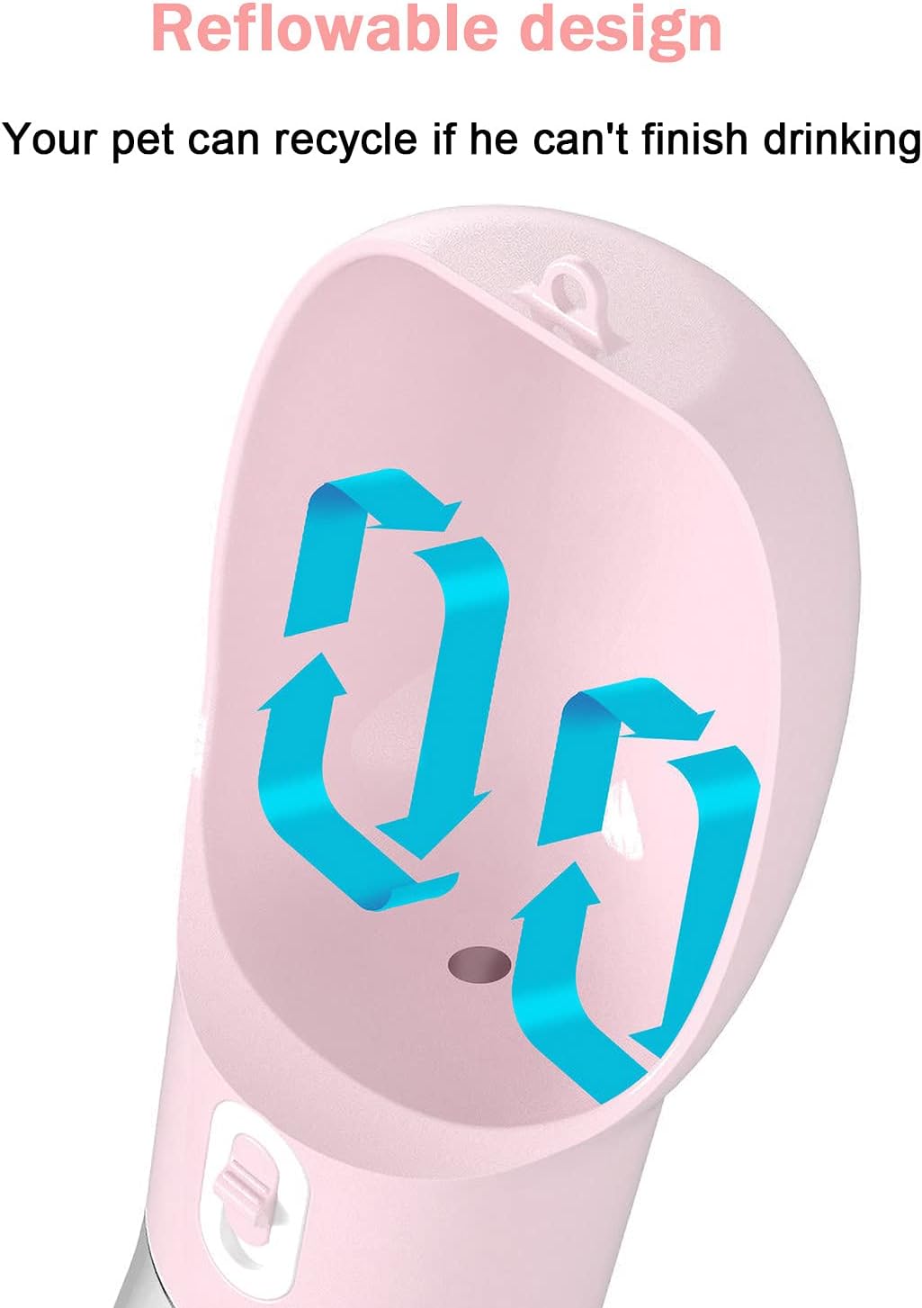Dog Water Bottle, Portable Dog Water Bottle, Multifunctional and Detachable Design for Drinking and Eating Combination Cup, pet Water Bottle Suitable for Outdoor Walking, Hiking, Traveling. (Pink)