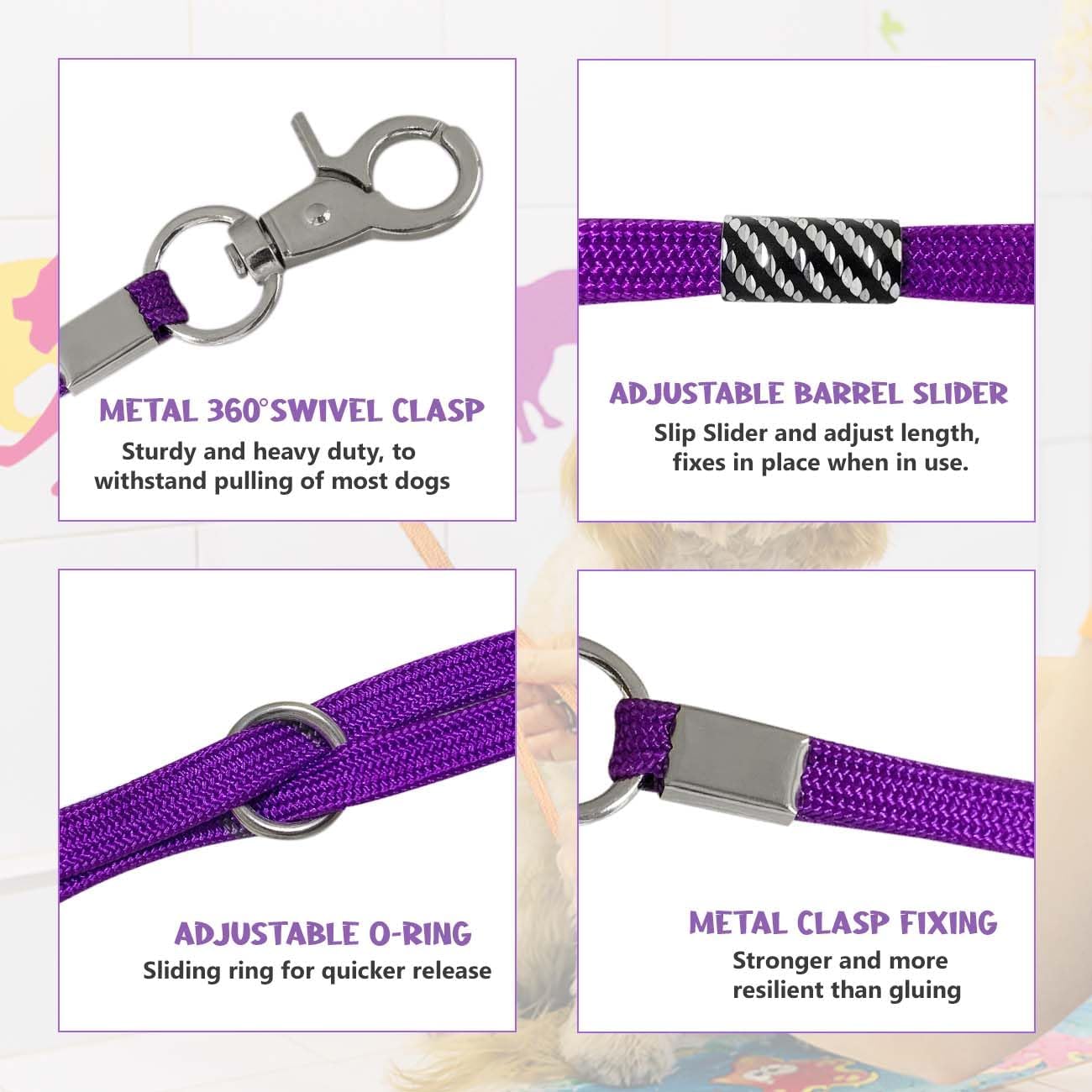 Pet Grooming Loop for Dogs - Nylon Restraint Noose Adjustable Slip Rope Dog Grooming Supplies for Dog Grooming Arm and Pet Grooming Table - 5 Pack