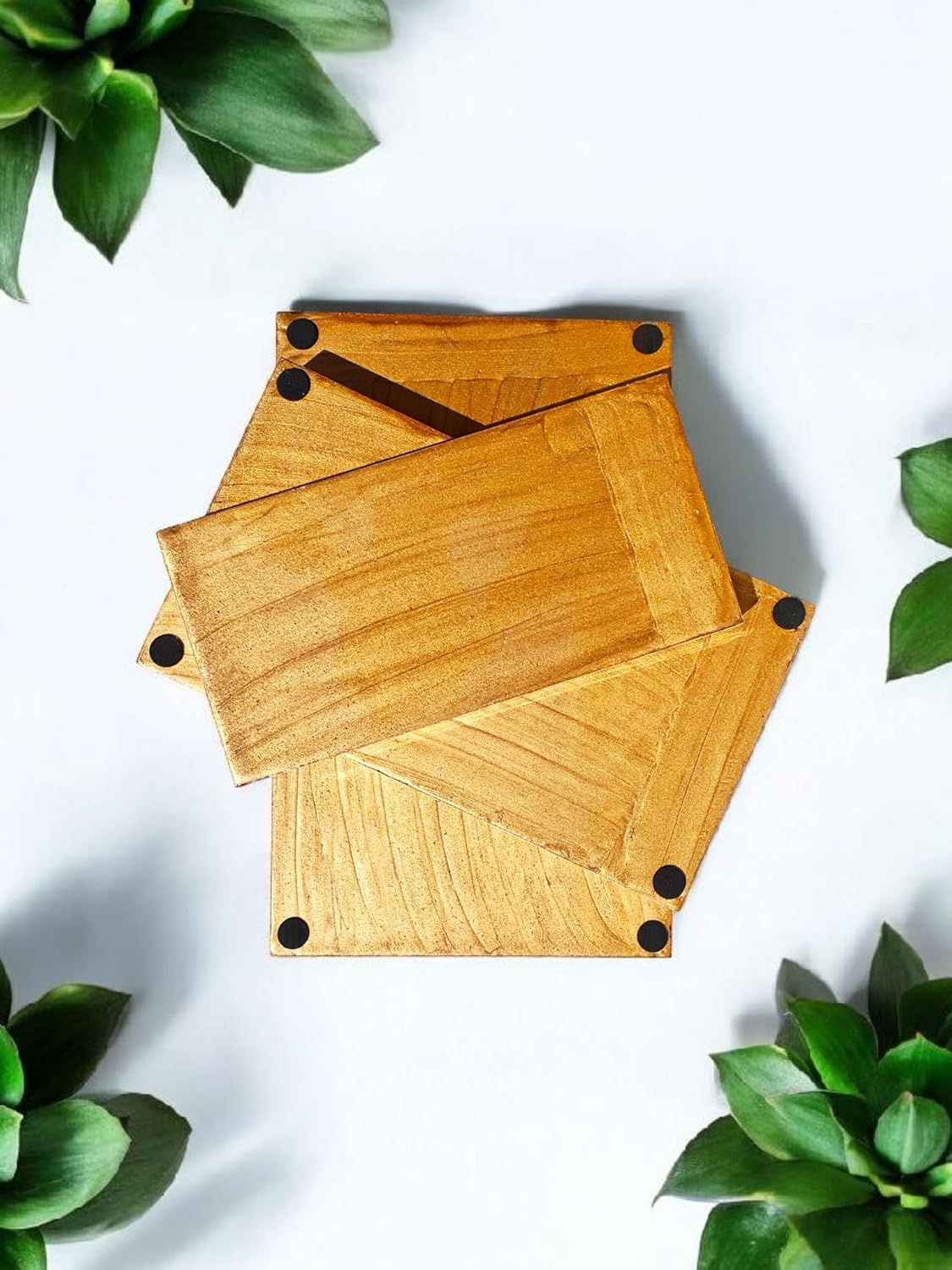 Wooden Serving Trays with Handle - 3PC Set for Coffee Table, Home Decor, Kitchen, Ottoman, BBQ, Parties - Rectangular Platter for Breakfast, Lunch & Dinner, Stylish - Light Pink