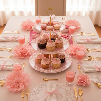 Cielito Lindo 3 Tier Dessert Stand 10", 9", 7", Pink