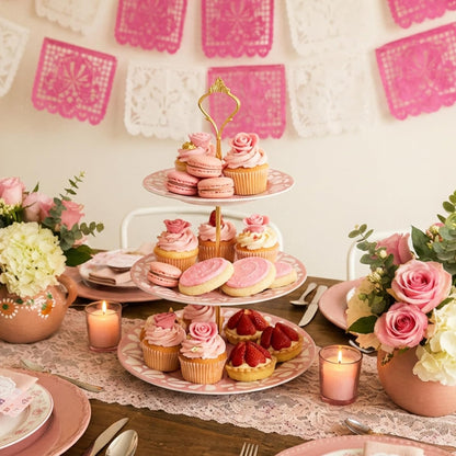 Cielito Lindo 3 Tier Dessert Stand 10", 9", 7", Pink
