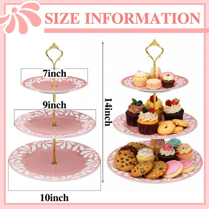 Cielito Lindo 3 Tier Dessert Stand 10", 9", 7", Pink
